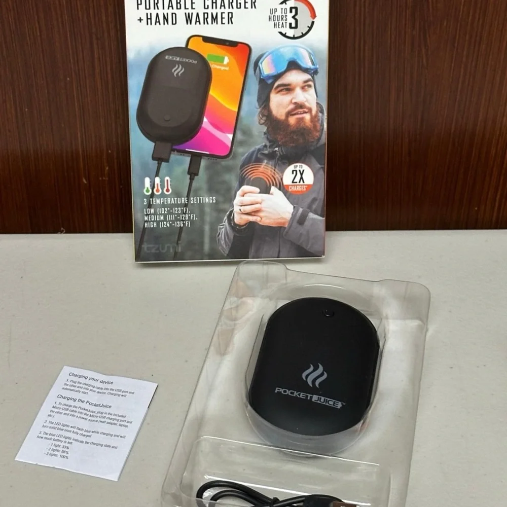 Hybrid Heat Portable Charger and Hand Warmer - Classic Black